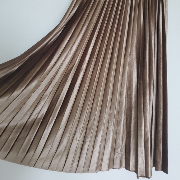 SOLD 🎈NWOT Pleated Metallic Midi Skirt - Picture 11 of 12